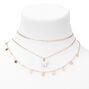Gold Resin Butterfly Multi Strand Choker Necklaces - White, 2 Pack,