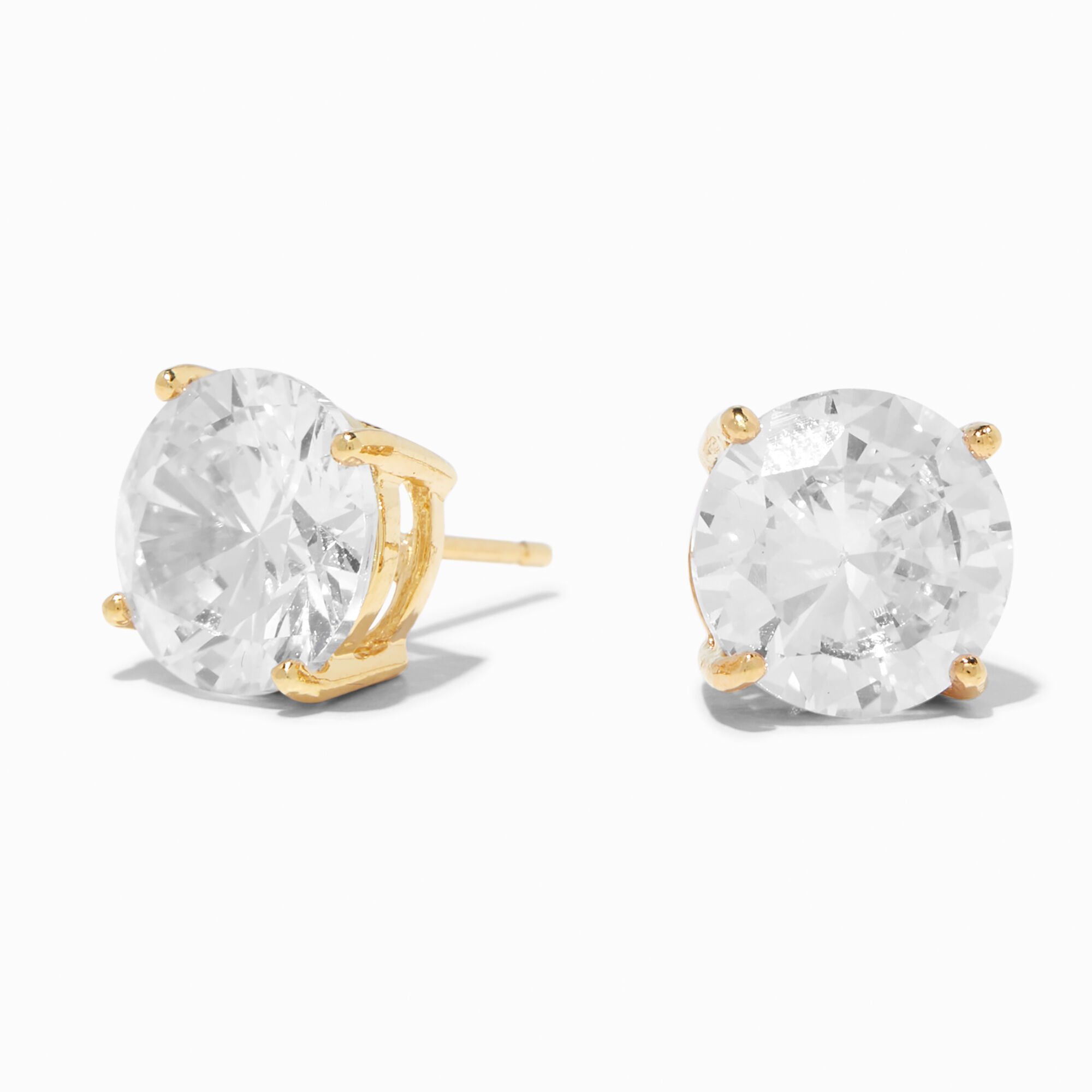 View Claires 18K Plated Cubic Zirconia 10MM Round Stud Earrings Gold information