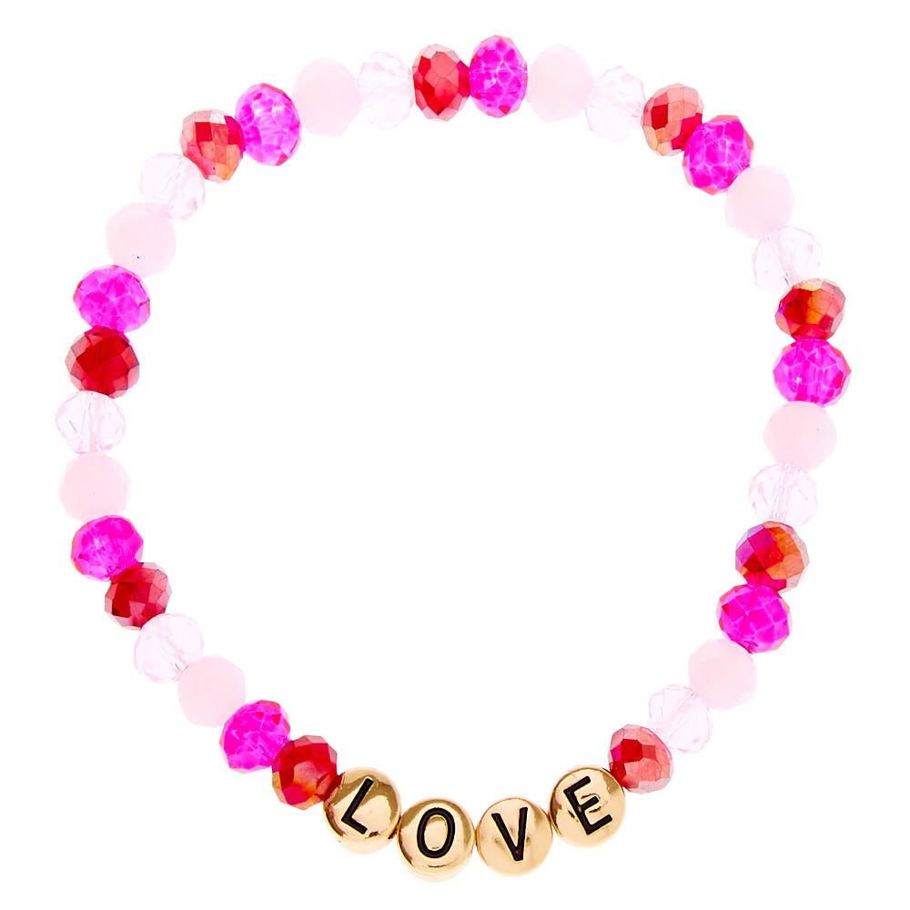 Love Beaded Stretch Bracelet - Pink,