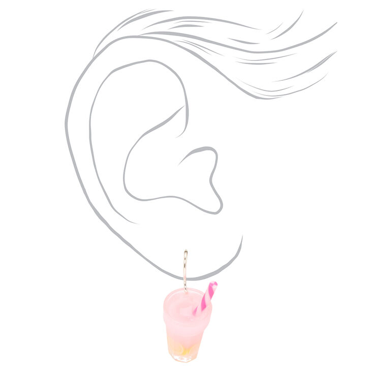 Silver 1&quot; Pink Lemonade Drop Earrings,