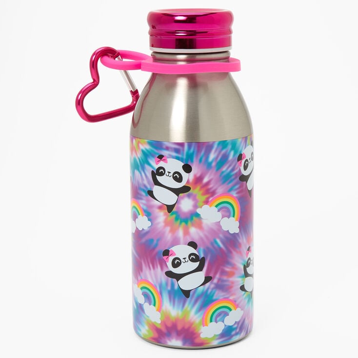 Tie Dye Panda Icon Metal Water Bottle - Pink,
