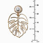 Gold-tone Monstera Leaf Cutout 3&quot; Drop Earrings ,
