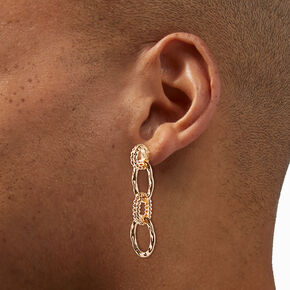 Gold-tone Textured Chain Link Drop Earrings,