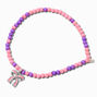 Claire&#39;s Club Pink &amp; Purple Bow Seed Bead Stretch Bracelet,
