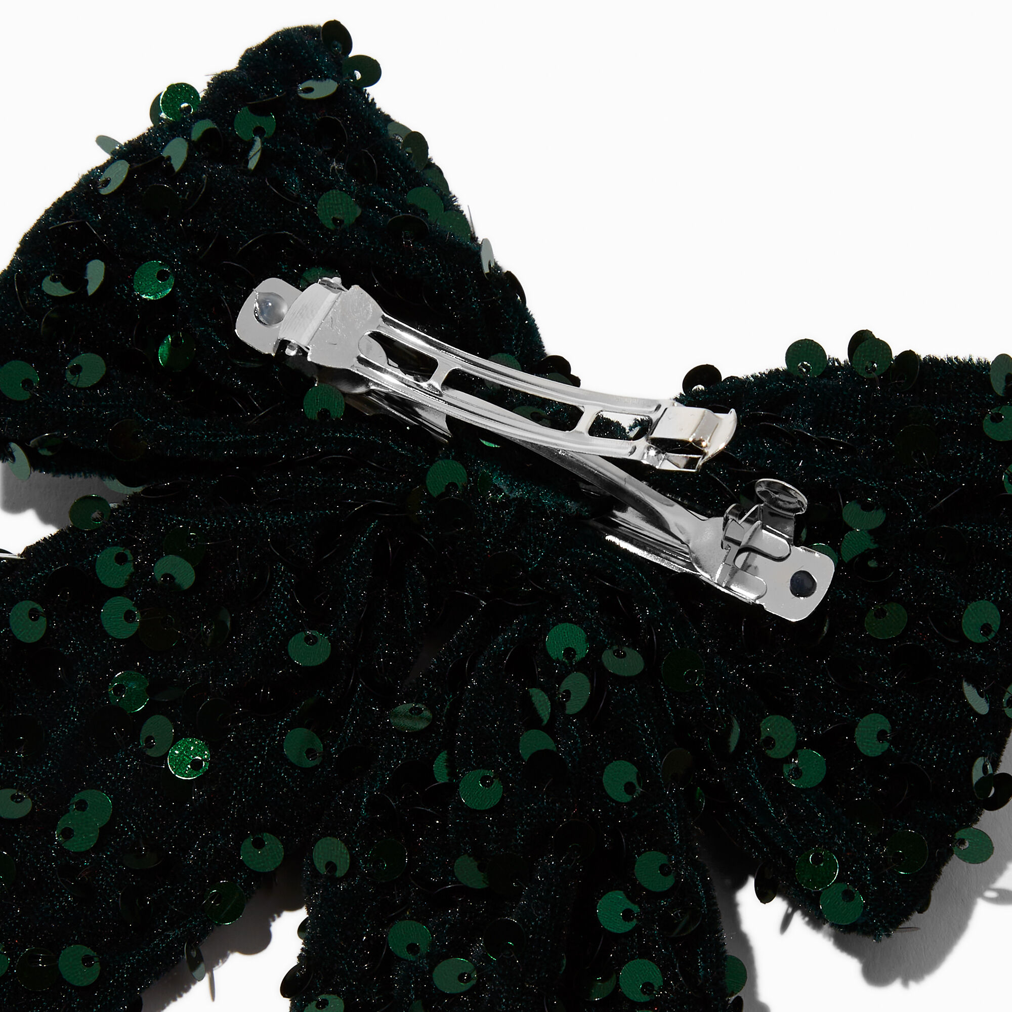 Emerald Sequin Hair Bow Clip,