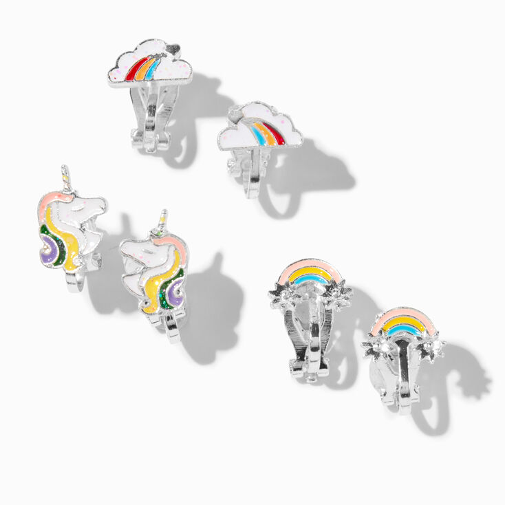 Rainbow Unicorn Clip-On Earrings - 3 Pack,