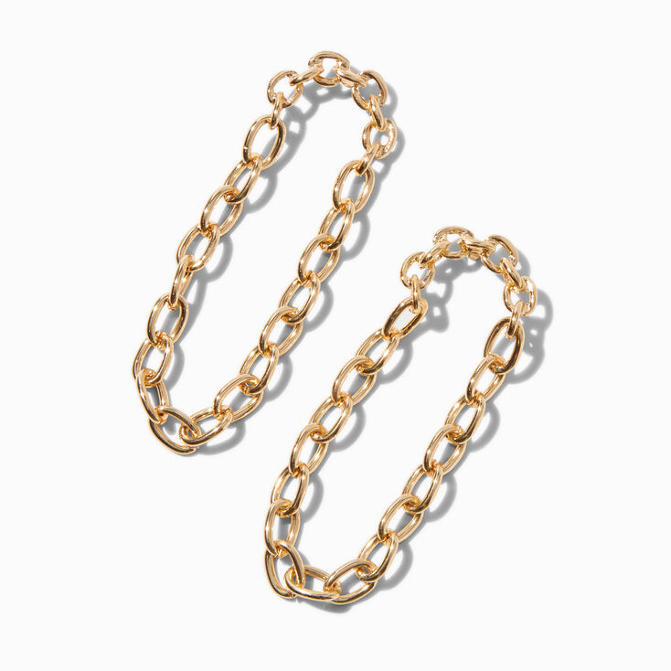 Gold-tone Big Chain Drop Earrings ,