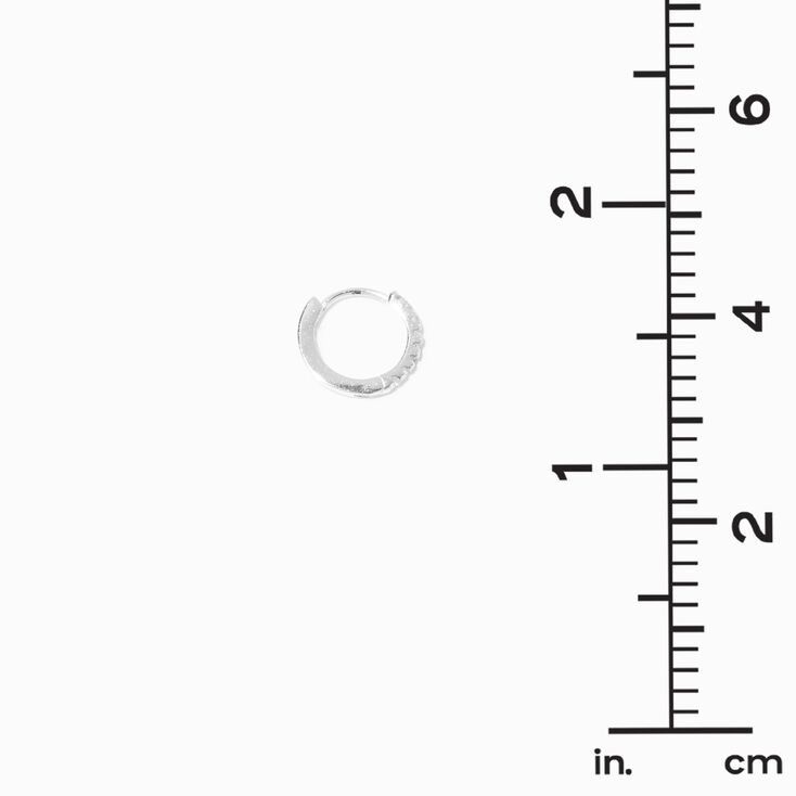 C LUXE by Claire&#39;s Sterling Silver 8mm Cubic Zirconia Pav&eacute; Clicker Hoop Earrings,