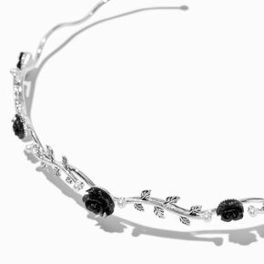 Black Rose &amp; Vine Silver-tone Cuff Necklace,