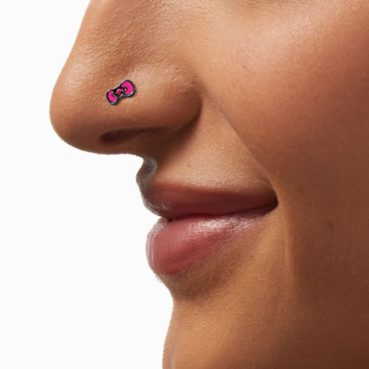 Hello Kitty&reg; Enamel Bow 20G Nose Stud,