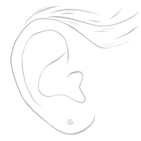 14kt White Gold 3mm Square Cubic Zirconia Studs Ear Piercing Kit with Ear Care Solution,