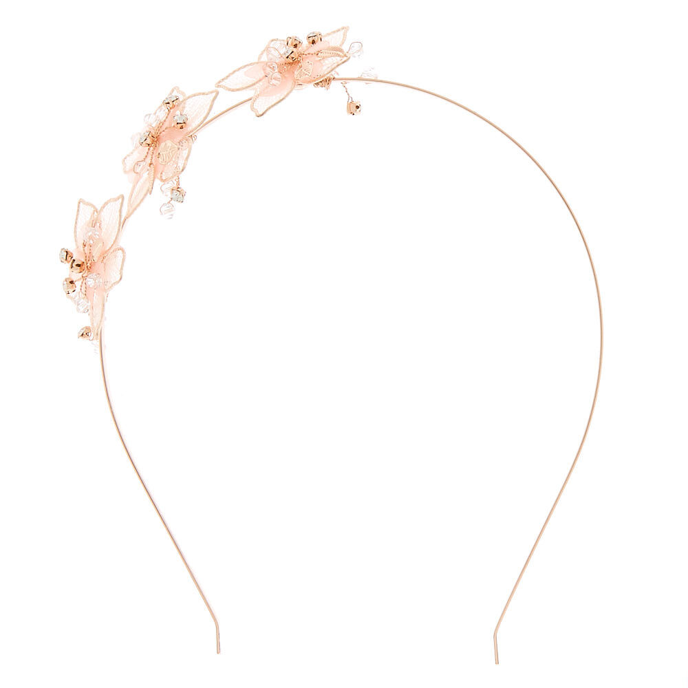 Rose Gold Organza Flower Headband - Pink,