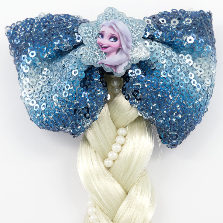 Barrette &agrave; n&oelig;ud &agrave; sequins et fausse tresse Elsa La Reine des Neiges&nbsp;Disney - Bleu,