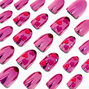 Puffy Heart Pink Chrome Short Almond Vegan Faux Nail Set - 24 Pack,