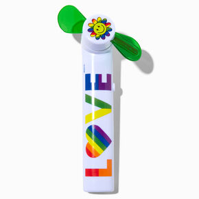 &quot;Love&quot; Rainbow Stripe Light Up Hand Held Fan,