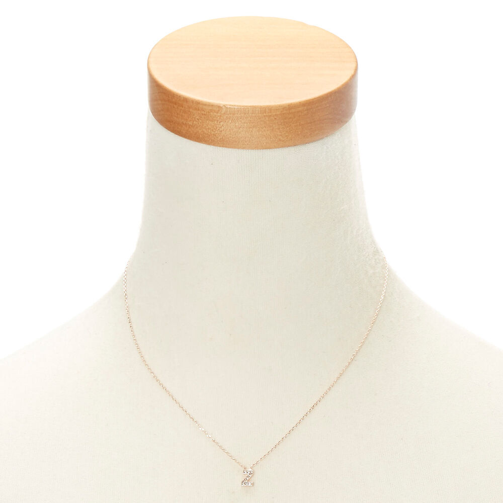 Rose Gold Studded Z Initial Necklace,