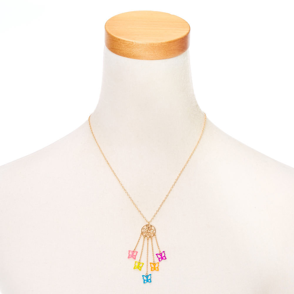Butterfly Dreamcatcher Pendant Necklace,