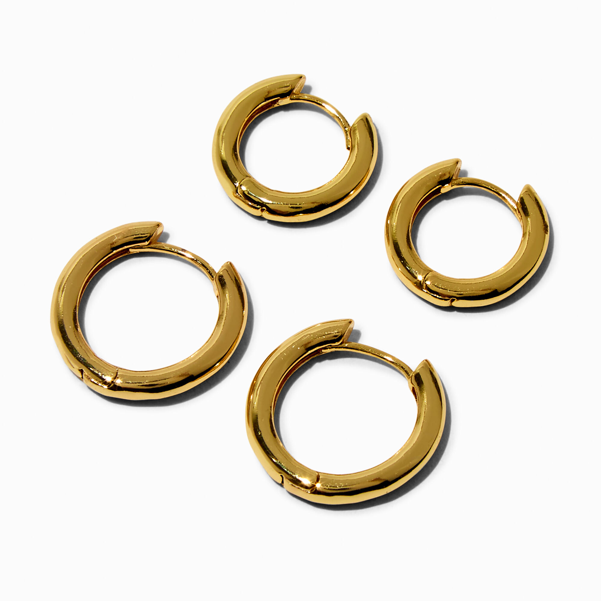 View C Luxe By Claires 18K Gold Plated 12MM 14MM Clicker Hoop Earrings 2 Pack Yellow information
