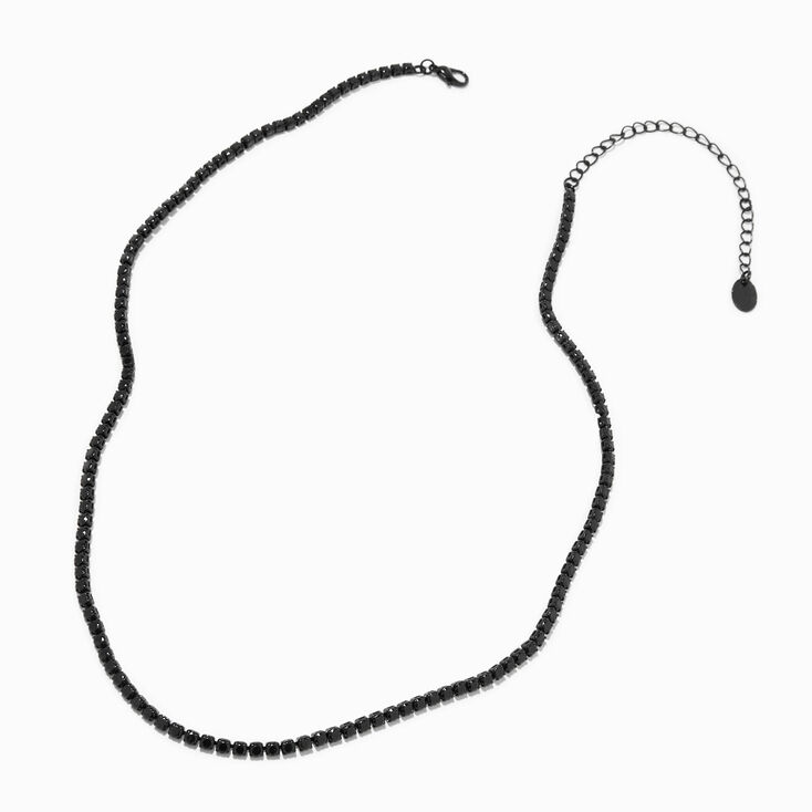 Black Cubic Zirconia Chain Necklace,