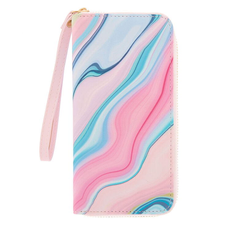 Claire's Pochette poignet rose pastel effet marbré