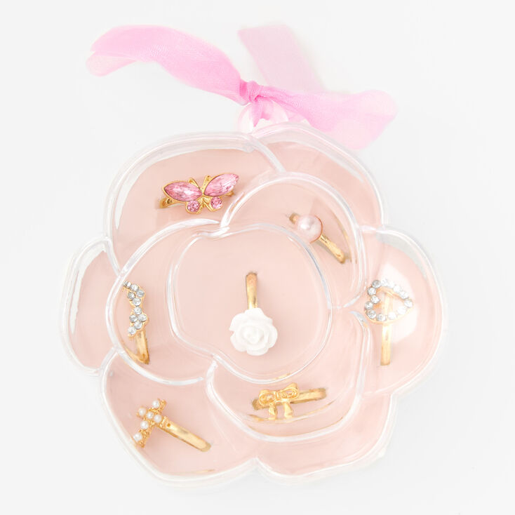 Claire&#39;s Club Special Occasion Rose Box Rings - 7 Pack,