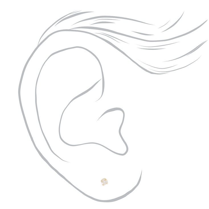 14kt Yellow Gold 0.1 ct tw Diamond Studs Ear Piercing Kit with Ear Care Solution,