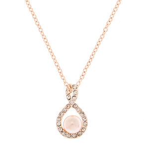 Rose Gold Pearl Pear Pendant Necklace,