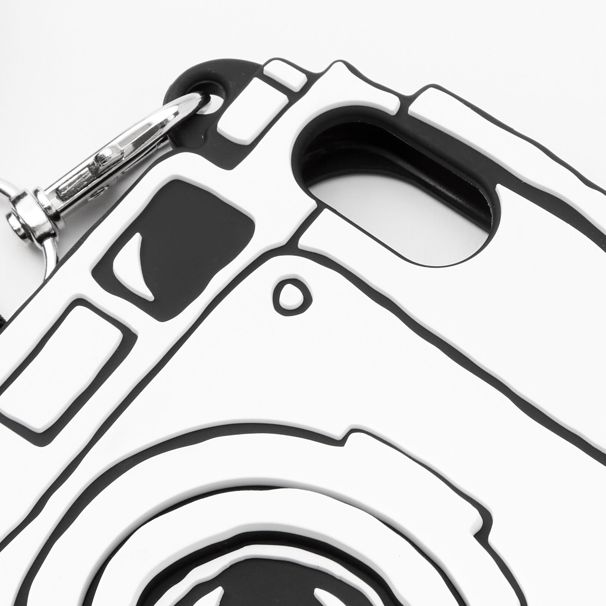 Black & White Camera Silicone Phone Case with Lanyard - Fits iPhone 6/7/8 SE,