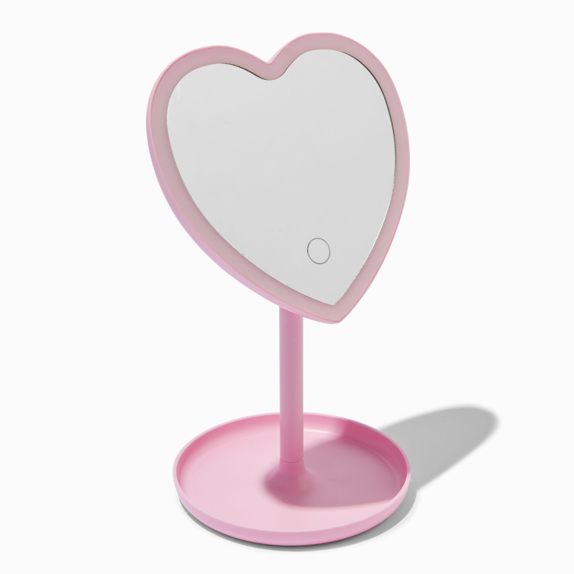 Pink Heart Light-Up Stand Mirror,