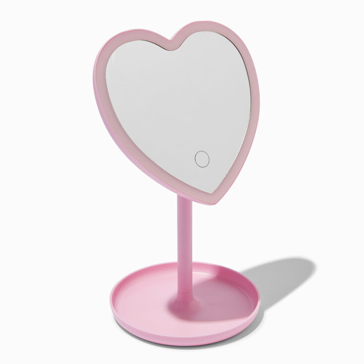Pink Heart Light-Up Stand Mirror,