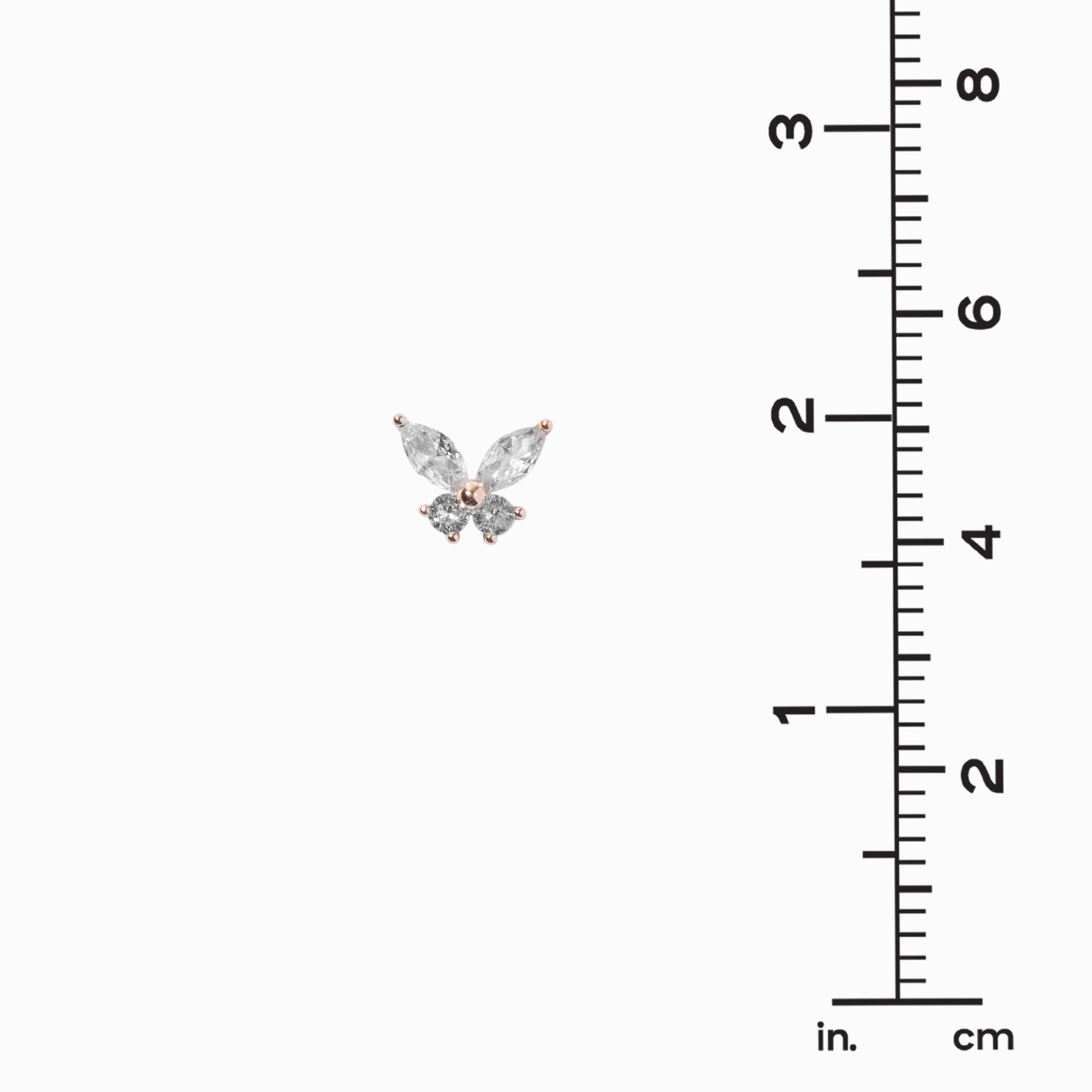 Rose Gold-tone Cubic Zirconia Butterfly Stud Earrings,