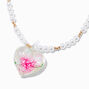Pressed Flowers Pendant Pearl Necklace,