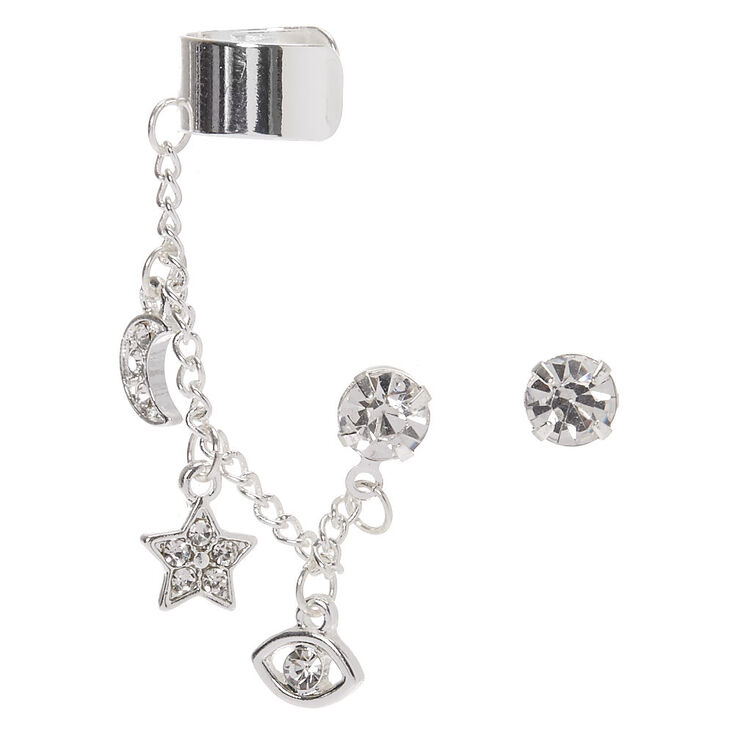 Claire's Boucles d’oreille à chaîne mystiques couleur argenté