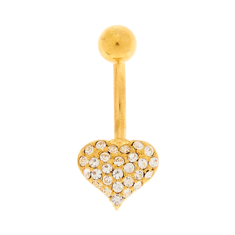 14G Gold Plated Heart Belly Ring,