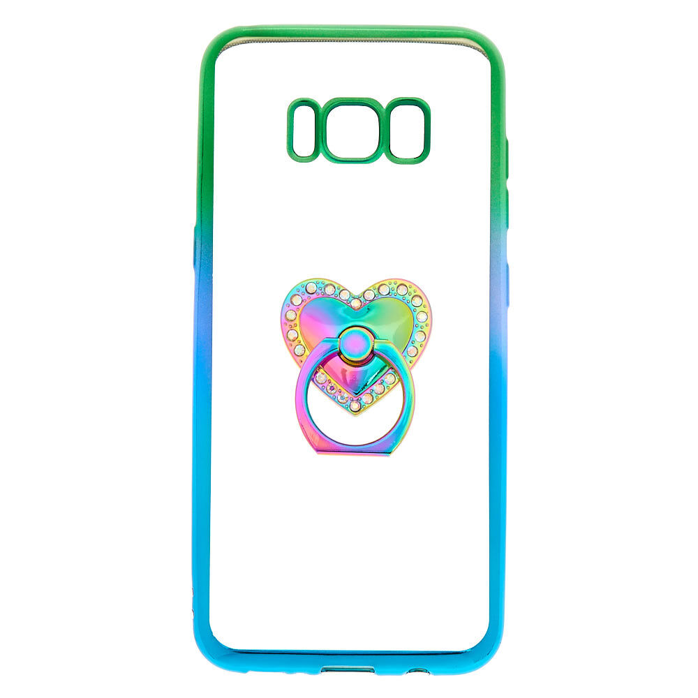 Anodized Heart Ring Stand Phone Case - Fits Samsung Galaxy S8,