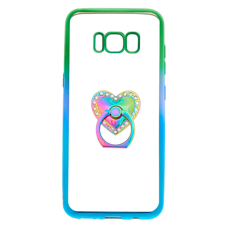 Coque de portable avec anneau de support c&oelig;ur anodis&eacute;e - Compatible avec Samsung Galaxy&nbsp;S8,