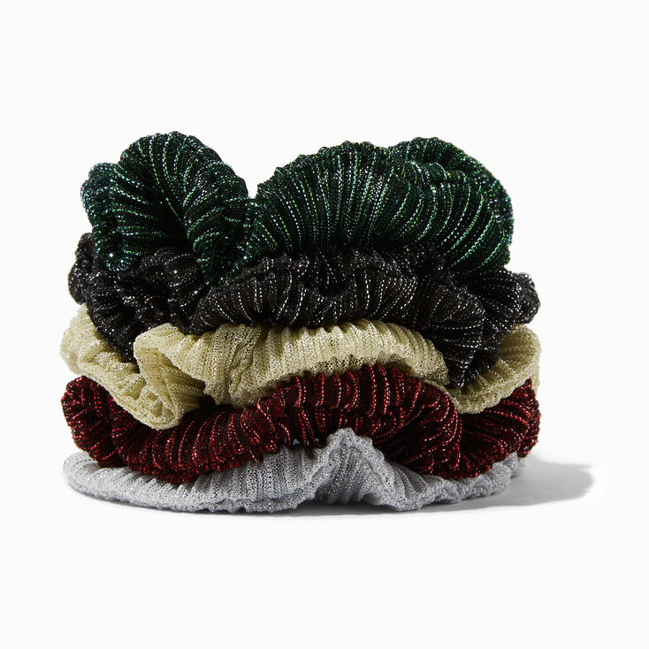 Glitter Pleated Scrunchies - 5 Pack,