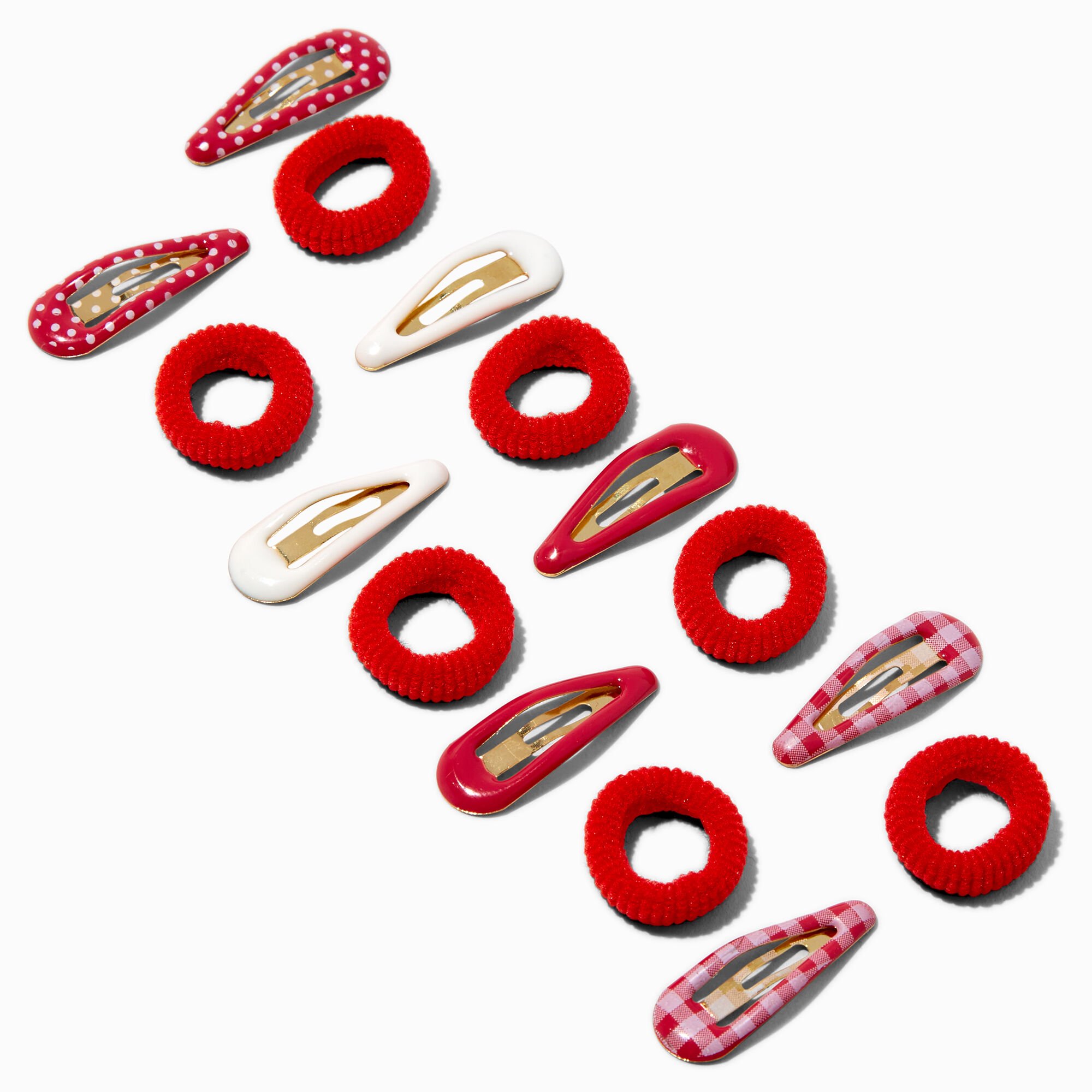 View Claires Club Mixed School Hair Clip Set 15 Pack Red information