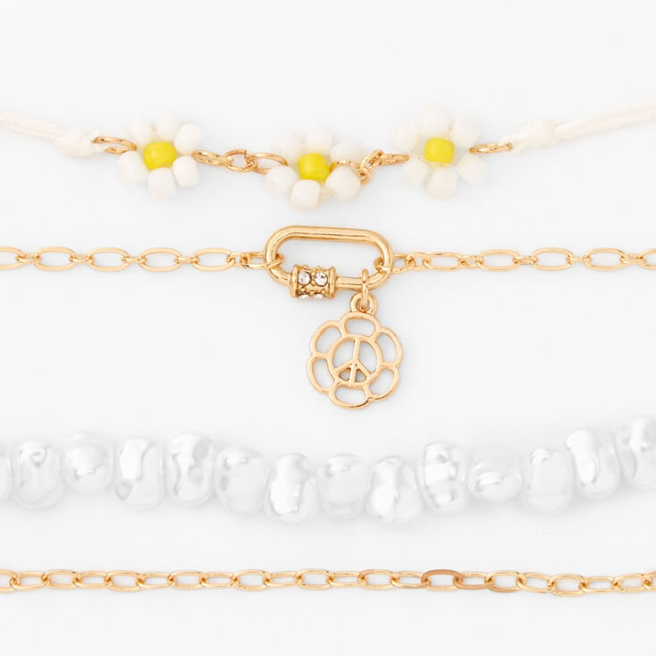 Gold Beaded 90s Bracelet Set - 3 Pack,