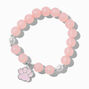 Bracelet &eacute;lastique perl&eacute; breloque patte de chien rose,