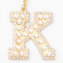 Gold Bling Initial Pom Pom Keychain - Pink, K,