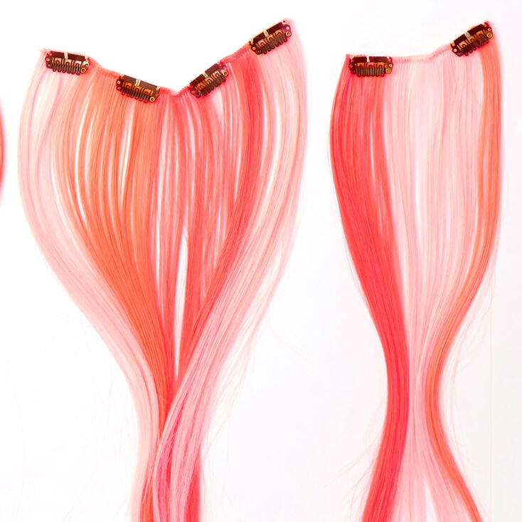 Extensions de cheveux synth&eacute;tiques &agrave; clip avec d&eacute;grad&eacute; de couleurs - Abricot, lot de 4,