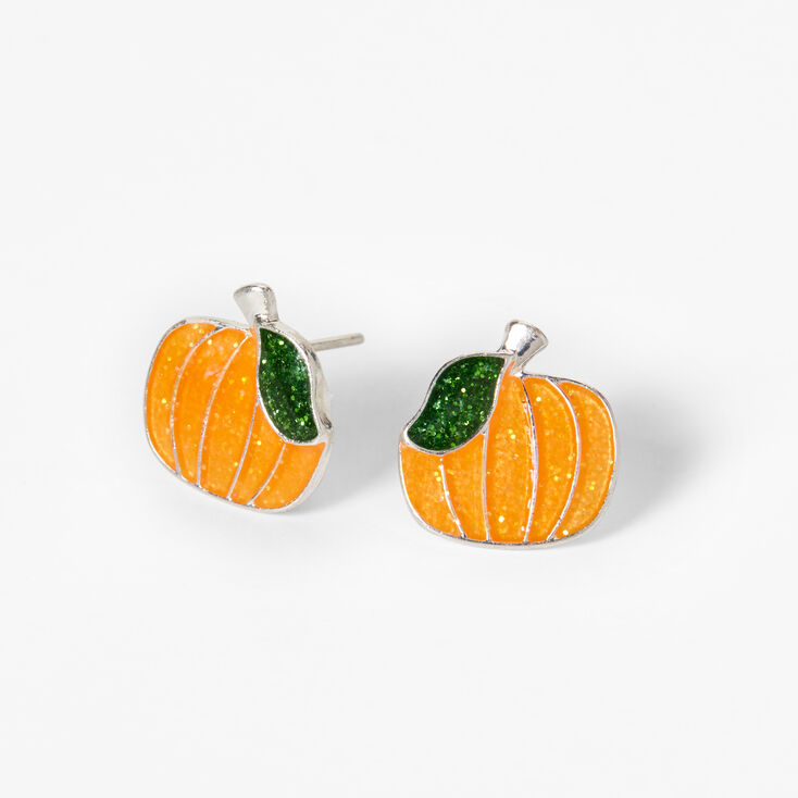 Glitter Pumpkin Halloween Stud Earrings | Claire's