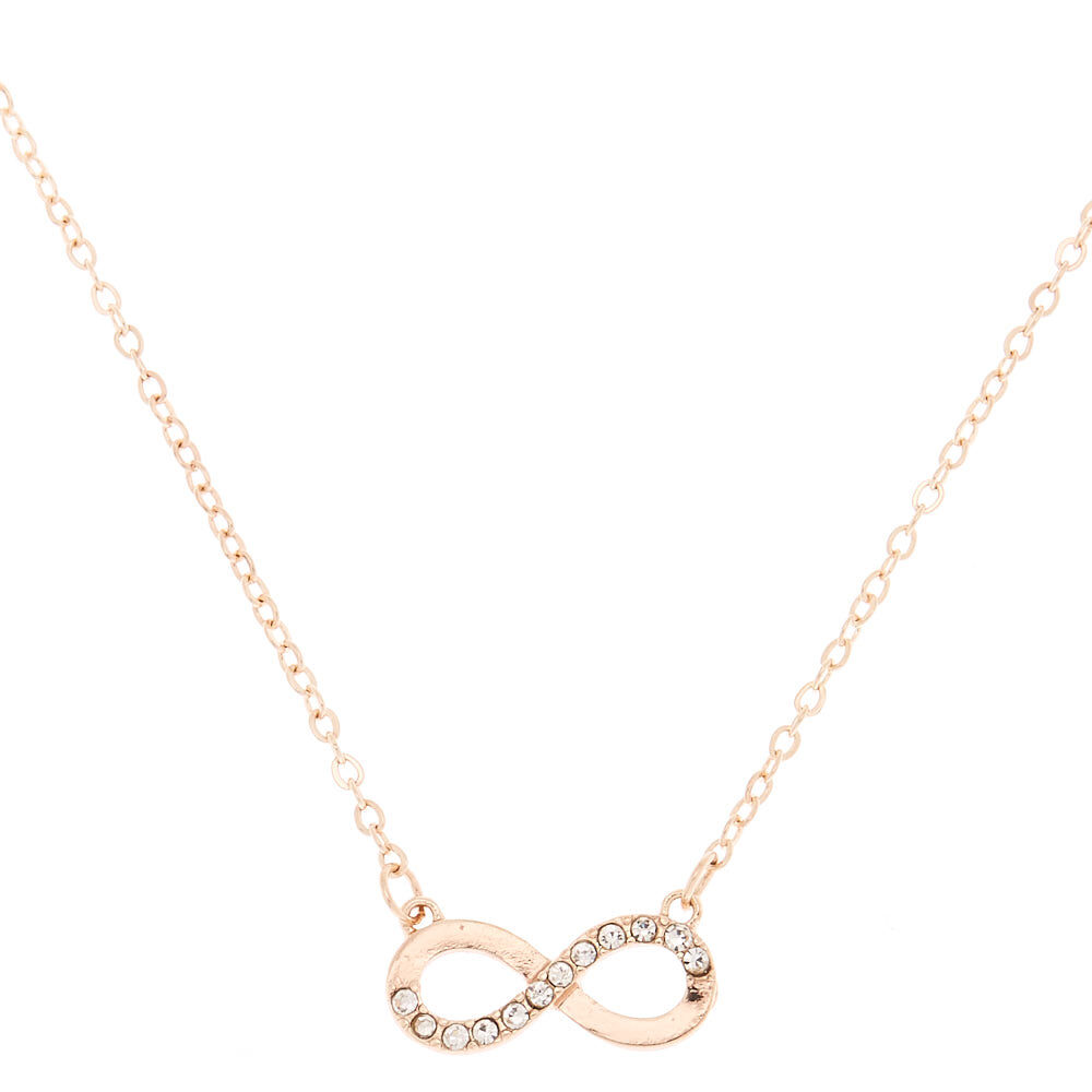 Rose Gold Embellished Infinity Pendant Necklace,