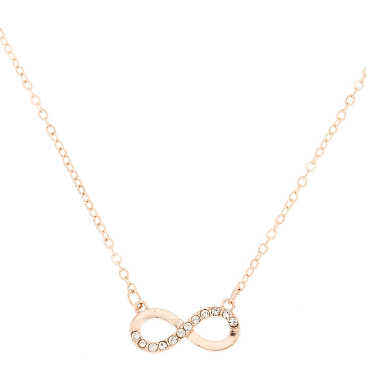 Rose Gold Embellished Infinity Pendant Necklace,