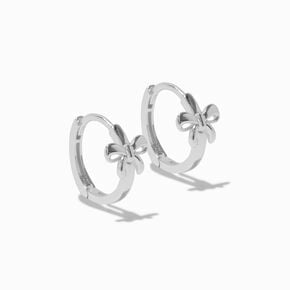 C LUXE by Claire&#39;s Sterling Silver 10mm Thick Bow Clicker Hoop Earrings,