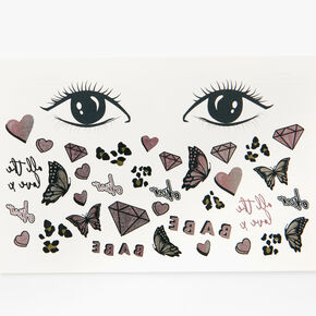 Pink Glam Temporary Face Tattoos,