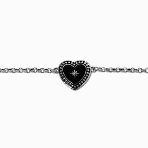 Bracelet cha&icirc;ne c&oelig;ur noir,