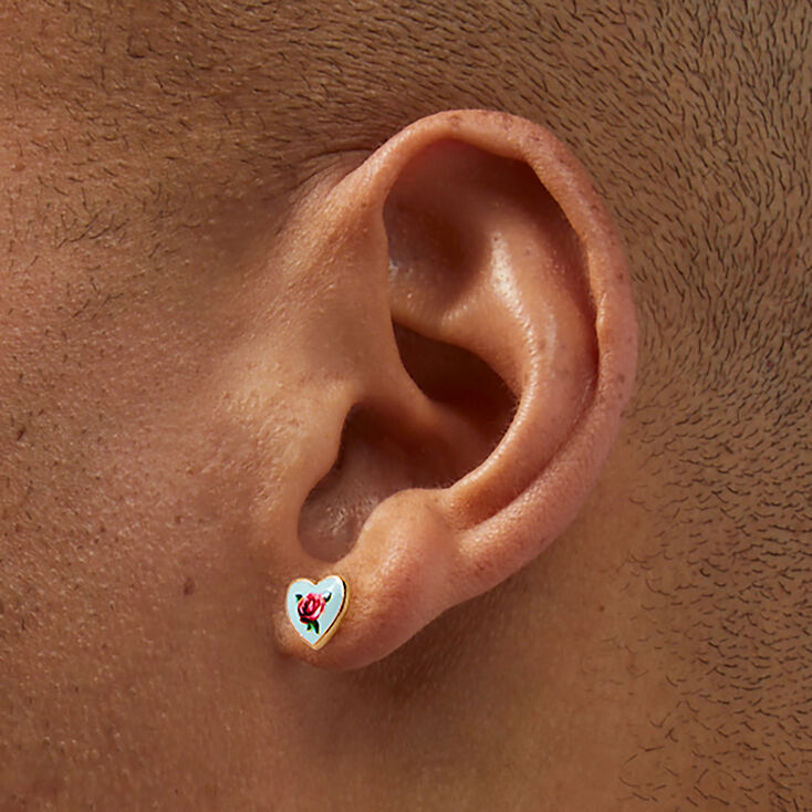 Clous d&#39;oreilles rose &agrave; motifs vari&eacute;s - Lot de 6,