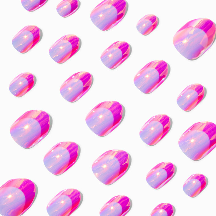 Pink Holographic Stiletto Press On Faux Nail Set - 24 Pack,